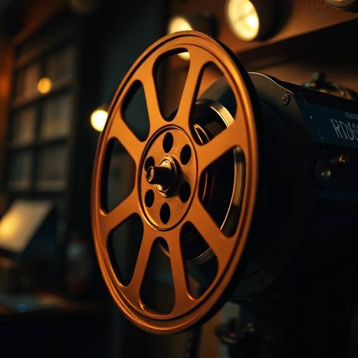 Une bobine de film argentique vintage en mouvement.